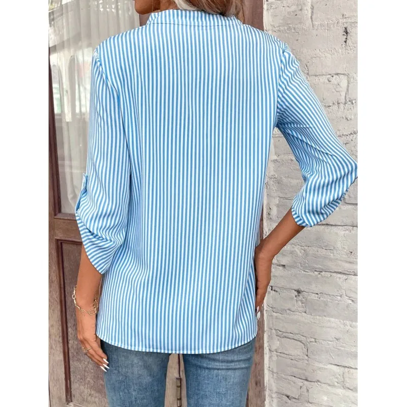 Camicie a righe larghe da donna casual per le donne 2024 Camicie e camicette vintage autunnali Moda elegante femminile Top versatili quotidiani