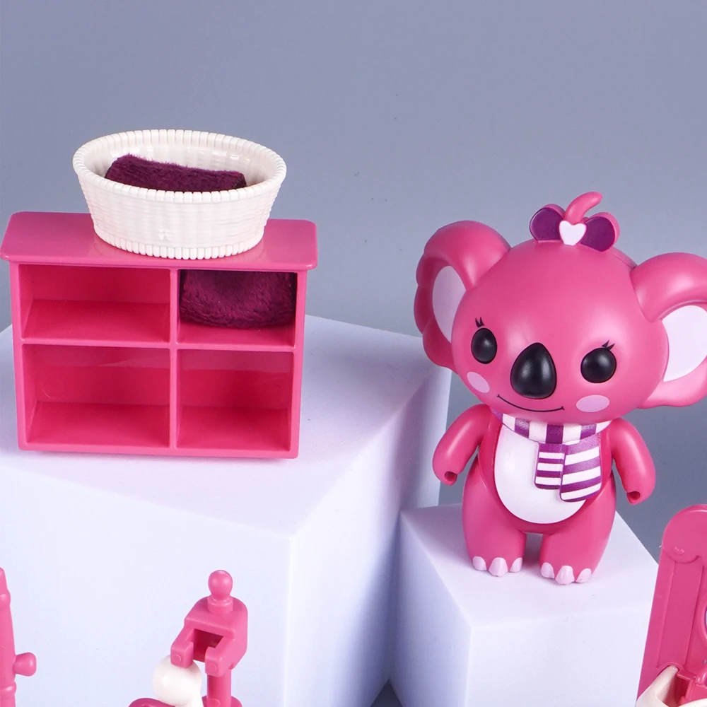 3D 골판지 퍼즐 코알라 욕실 인형 집 1:12 미니 세면대 욕조 모델 성능 장난감 미니어처 가구 선물