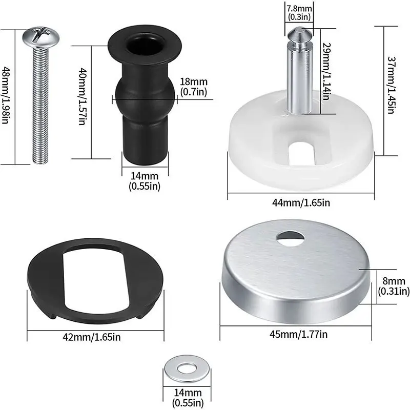 Professional Toilet Seat Hinge Fixings Stainless Steel Screws Replacement Mounting Hardware Set Universal Bathroom Repairs