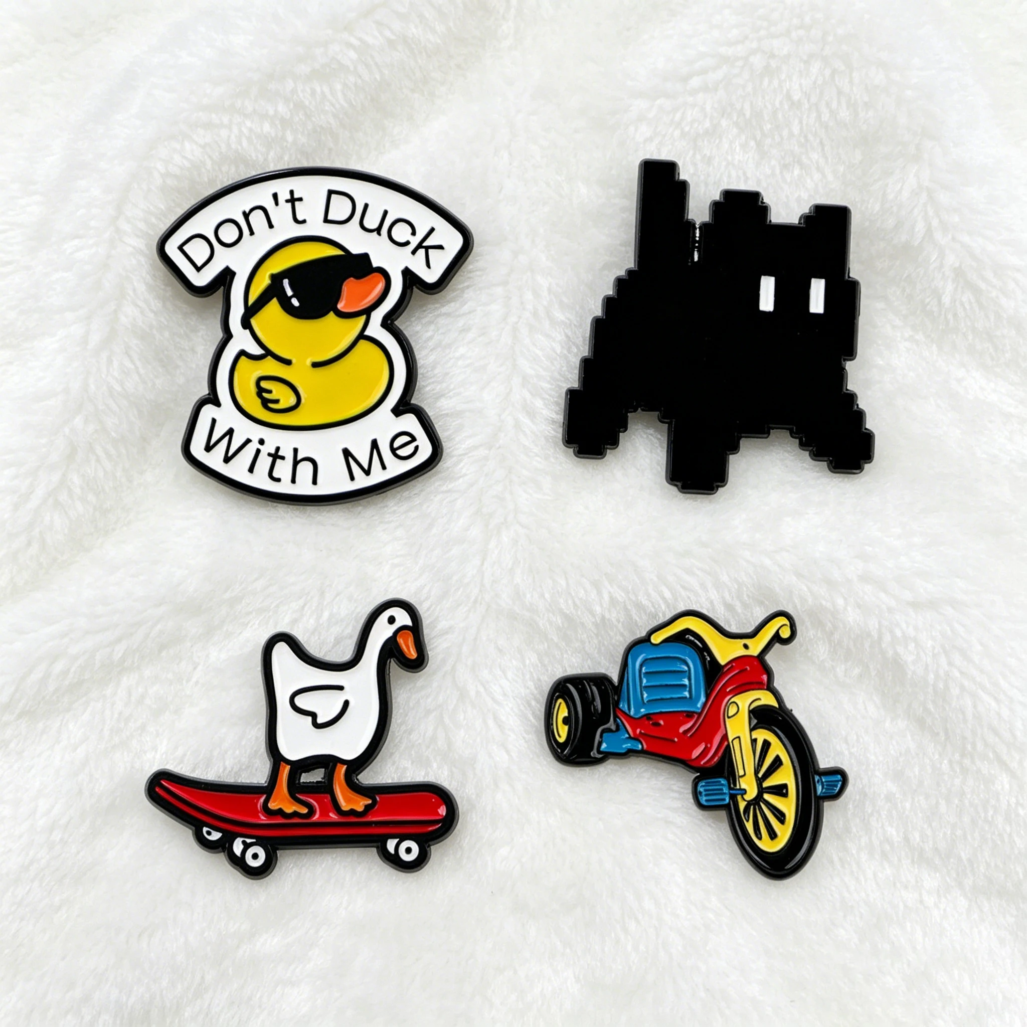 Cute Cartoon Pixel Cat Lapel Pins for Backpack Women Men Brooch on Clothes Soft Enamel Pin Duck Badges Jewelry Accessories