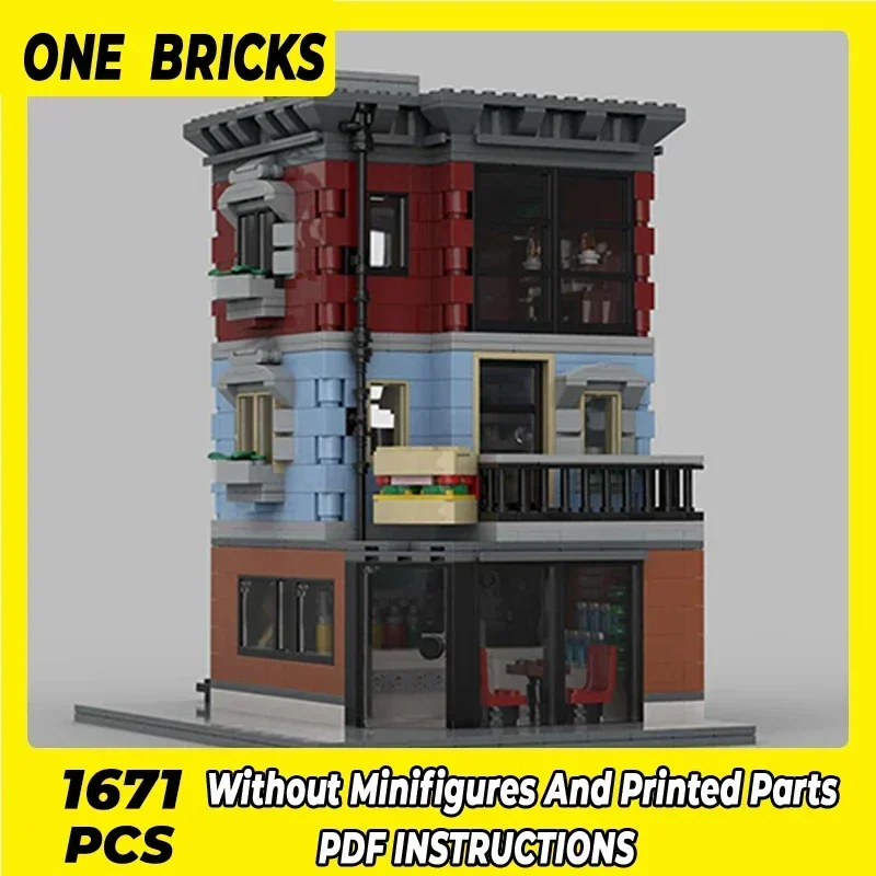 

Технические Moc Bricks City Street View Модель kebab Pizza Shop Модульные строительные блоки Подарки Игрушки для детей Наборы «сделай сам» Сборка