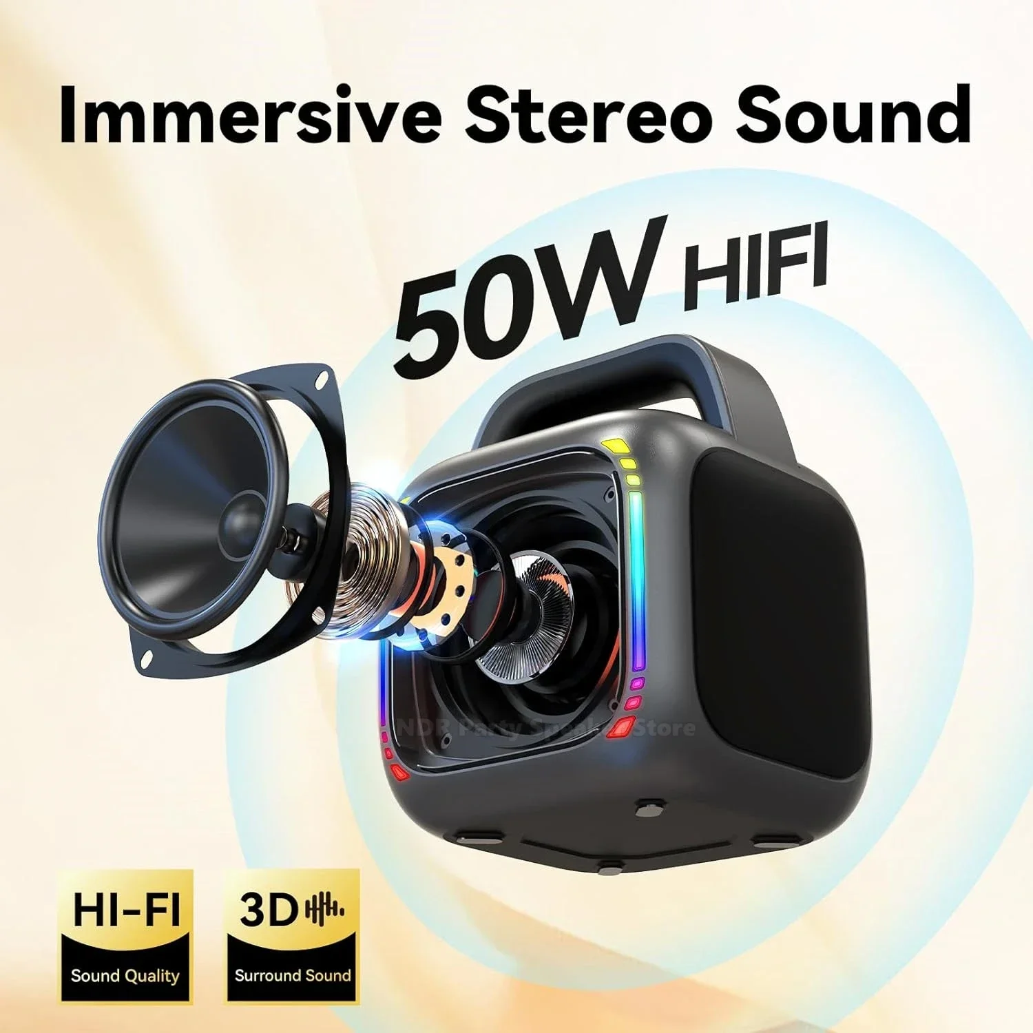 ماكينة كاريوكي بلوتوث احترافية 50 وات مكبرات صوت جهير عميقة محمولة للبالغين مع 2 ميكروفونات لاسلكية صندوق صوت Hifi