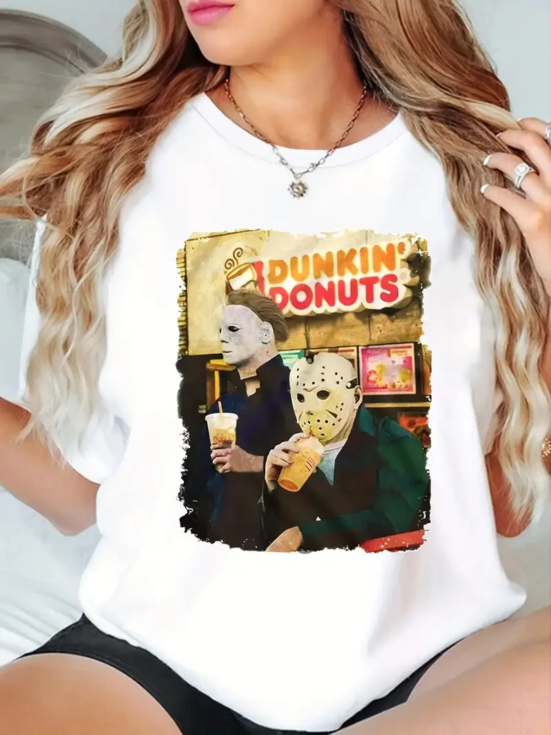 

Fashion Women's Men's T-Shirt Horror Movie Character Tea Printed T-Shirt Casual Round Neck Short Sleeve Plus Size T-Shirt Unisex