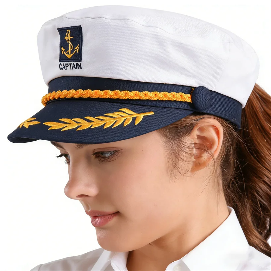 Yacht Captain Hat Vintage Navy Sailor Cap Halloween Cosplay Party Performance Costume Hat