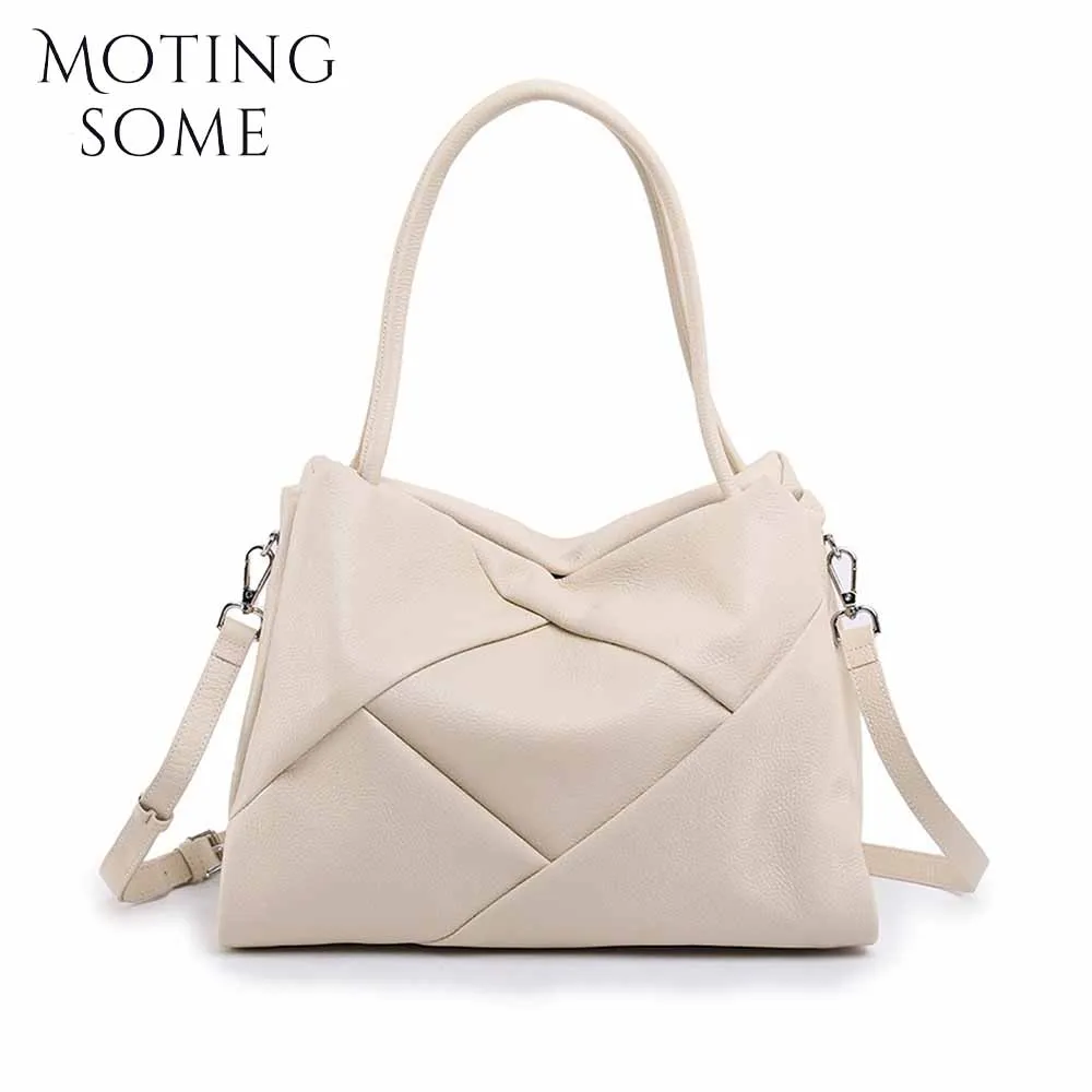 

Motingsome 100% Cowhide Leather Woman Bag Shoulder Roomy Handbag Luxury Soft Leather Shoulder Purses Shopper Tote 2024 New