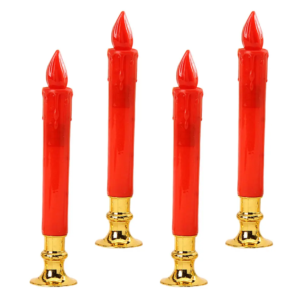 

4Pcs LED Electronic Lamps Artificial Flameless Lights Safe Home Decoration Incense Buddha Offering Simulation