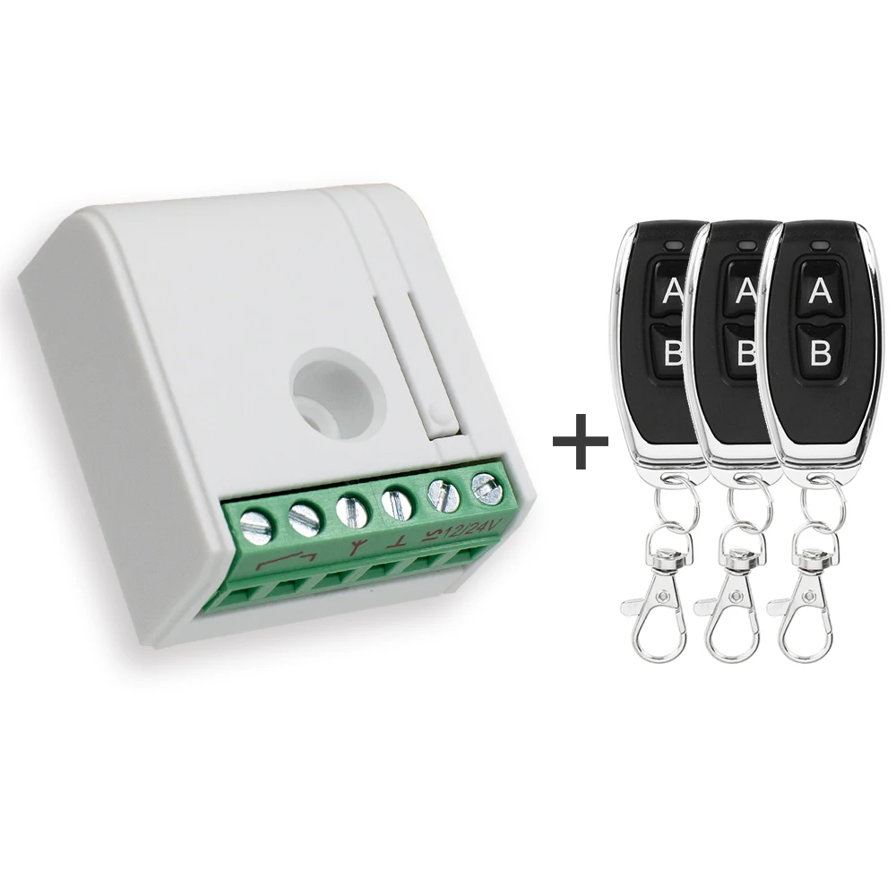 433.92MHz 12-24V AC/DC RF Relay 1 Channel Receiver Compatible 433mhz Fixed Code & Rolling Code Remote Control Switch for Garage