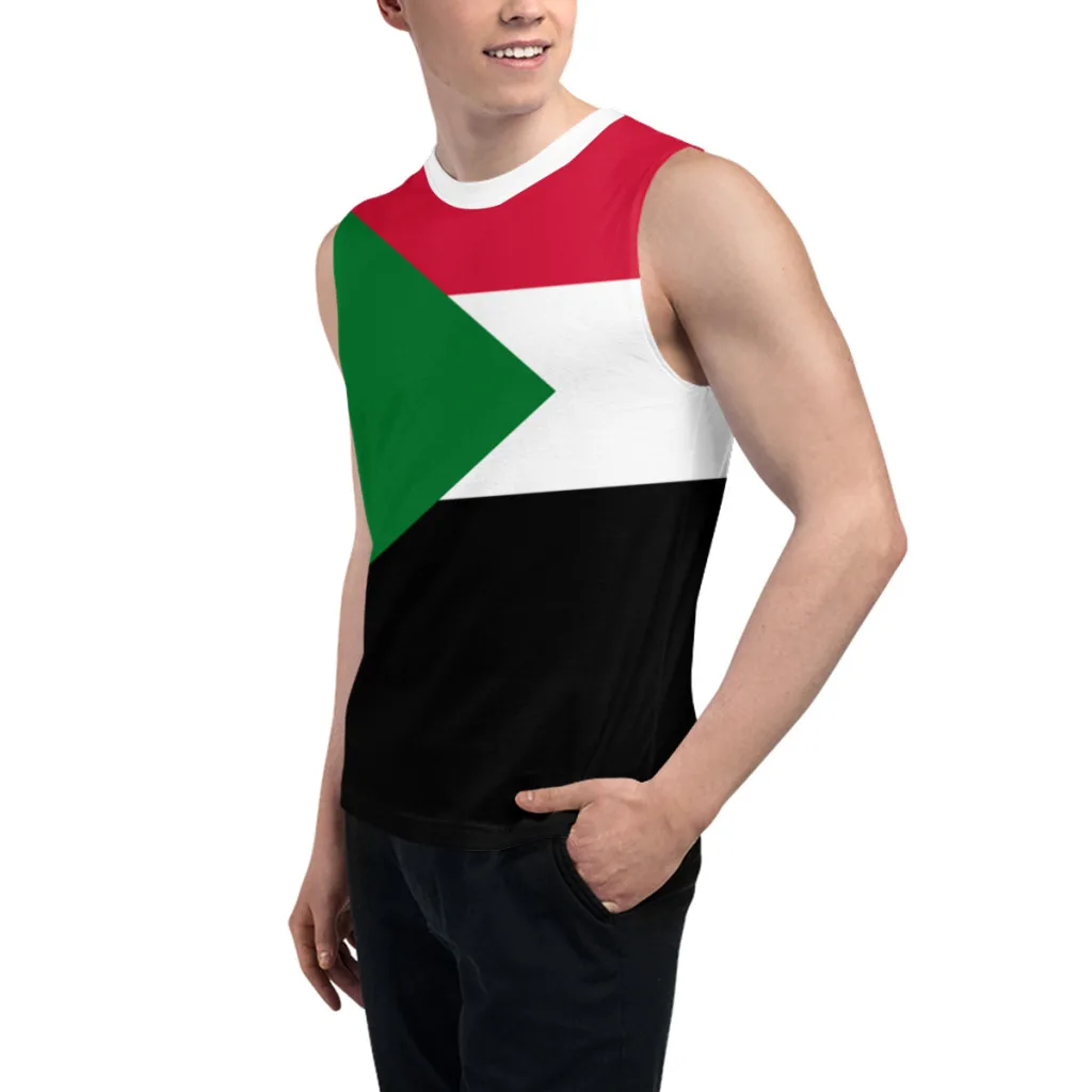 Sleeveless T-shirt Sudan Flag 3D Men's Boys Tshirt Gyms Tank Tops Fitness Joggers Basketball Training Vest