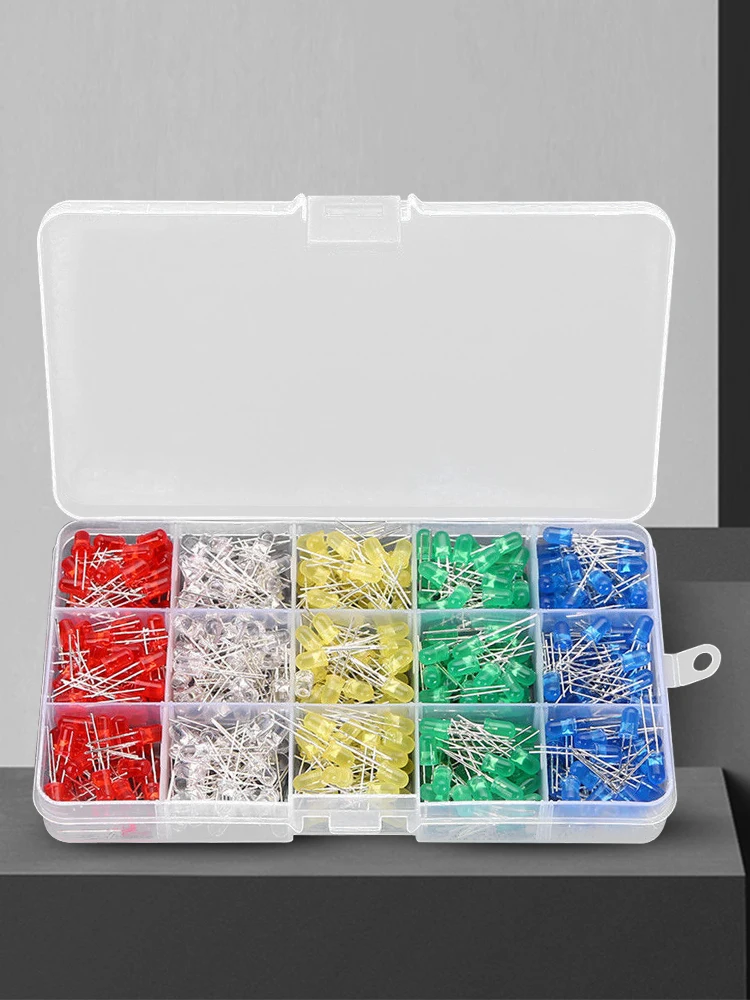 500 قطعة LED صمام ثنائي باعث للضوء أحمر أصفر أزرق أخضر أبيض 5 مللي متر مضيئة ديود عدة 100 قطعة/اللون مضيئة ديود مجموعة متنوعة LED