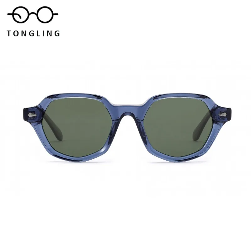 

Polygonal Men Retro High-End Handcrafted Women High-Quality Acetate Fashionable Luxurious Trendy Outdoor UV-Resistant Sunglasses