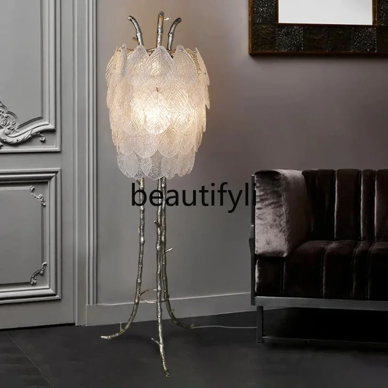 

A15 French light luxury all copper floor, living room, bedroom, study, art glass floor lamp