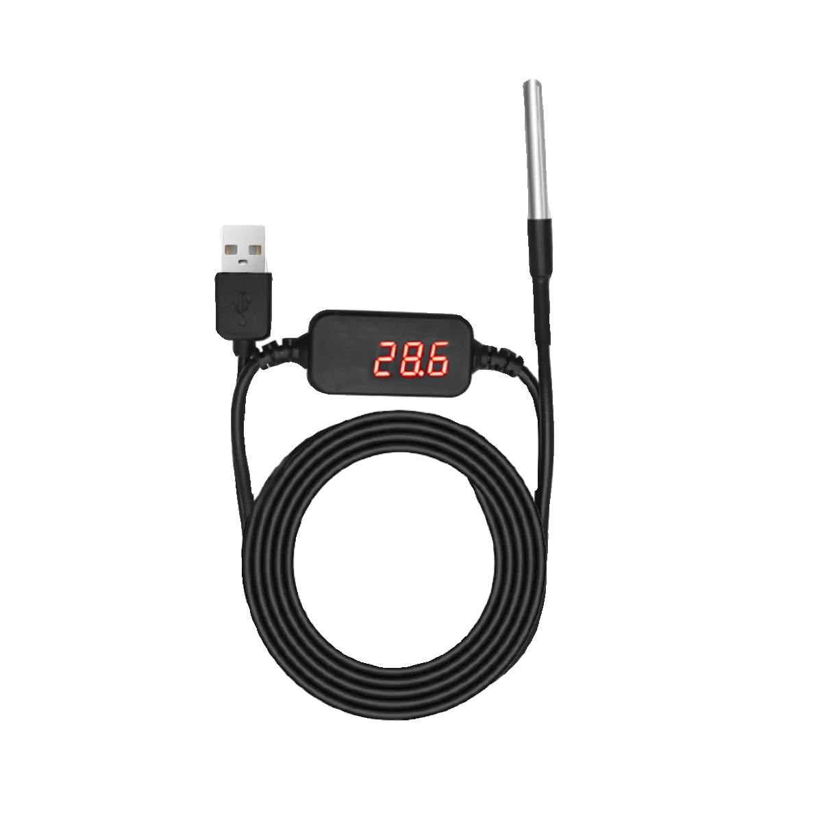 High-precision USB temperature sensor acquisition display module industrial-grade DS18B20 waterproof