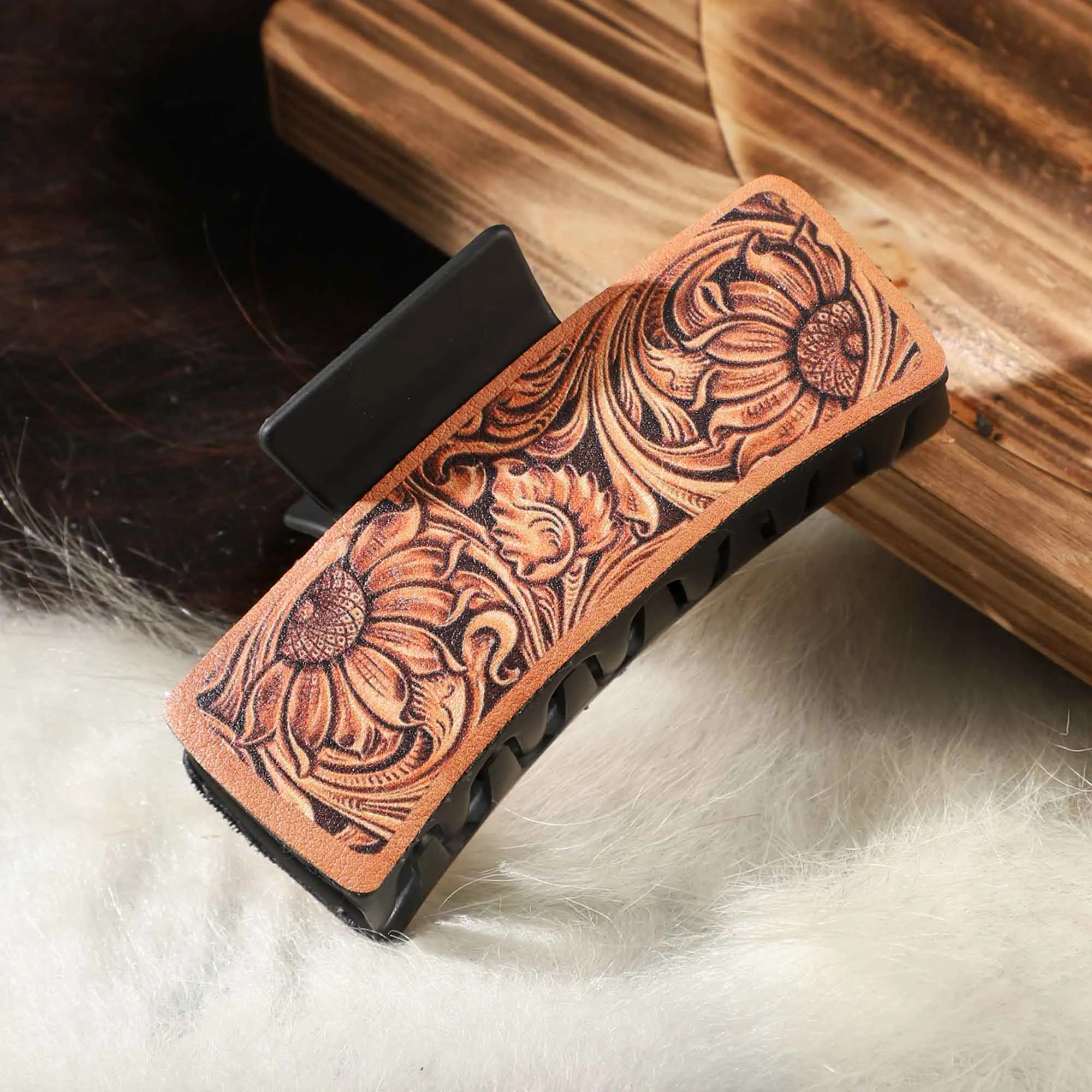 4 pezzi fermagli per capelli in pelle di girasole cactus Yee Haw artigli per clip per le donne boutique all'ingrosso regalo copricapo accessori per capelli