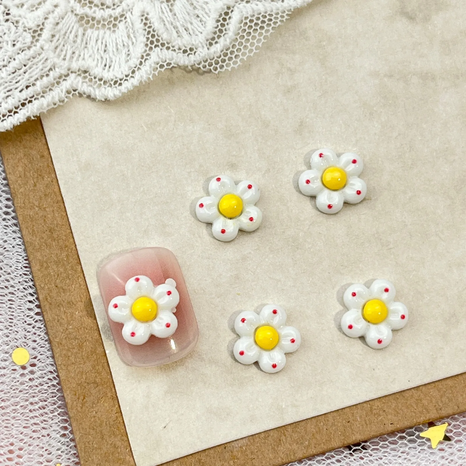 لإكسسوارات فن الأظافر الكرتونية Bearwinnie - مشابك شعر لطيفة على شكل نحلة وزهرة مصنوعة من الراتنج - إكسسوارات أظافر يمكن ارتداؤها بنفسك #6