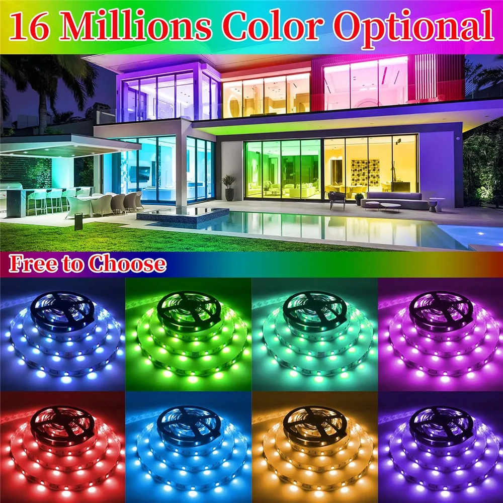 USB RGB LED Strip Lights Bluetooth App Music Syncing Control Kit 5050 30LEDs/m Flexible Light Tape for Home Decor TV Backlight