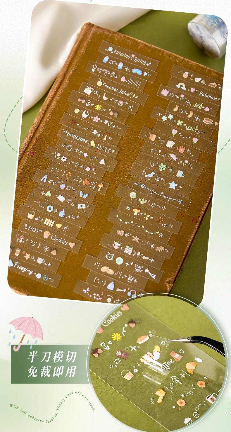 Journal GO 2Mx5cm „Whisper of Four Seasons“ Klebebandaufkleber, schöne Scrapbook-Collage, Junk Journal, DIY Mini-Aufkleber, Karten-Masking-Tape – Detail 6