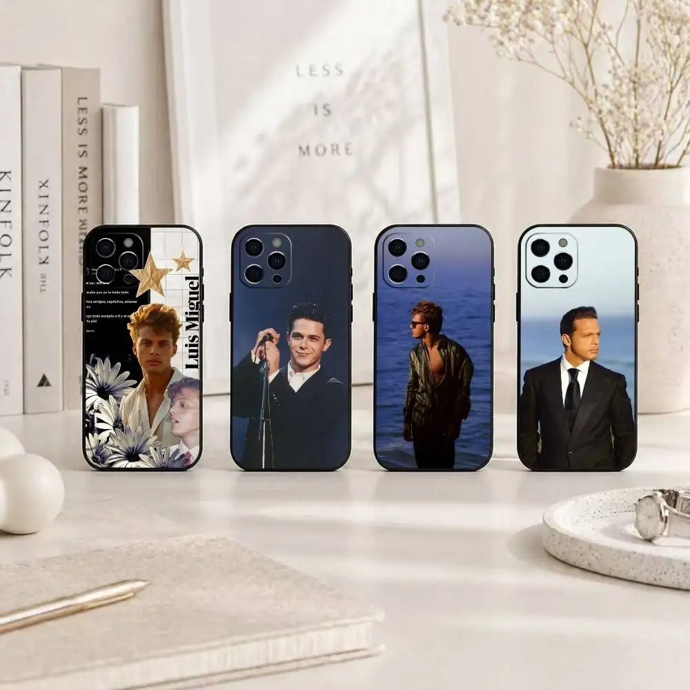 Funda para iPhone 18, 17, 16, 15, 14, 13, 12, 11 Plus, Pro Max, XS, de silicona suave, color negro, con motivos musicales de Luis Miguel.
