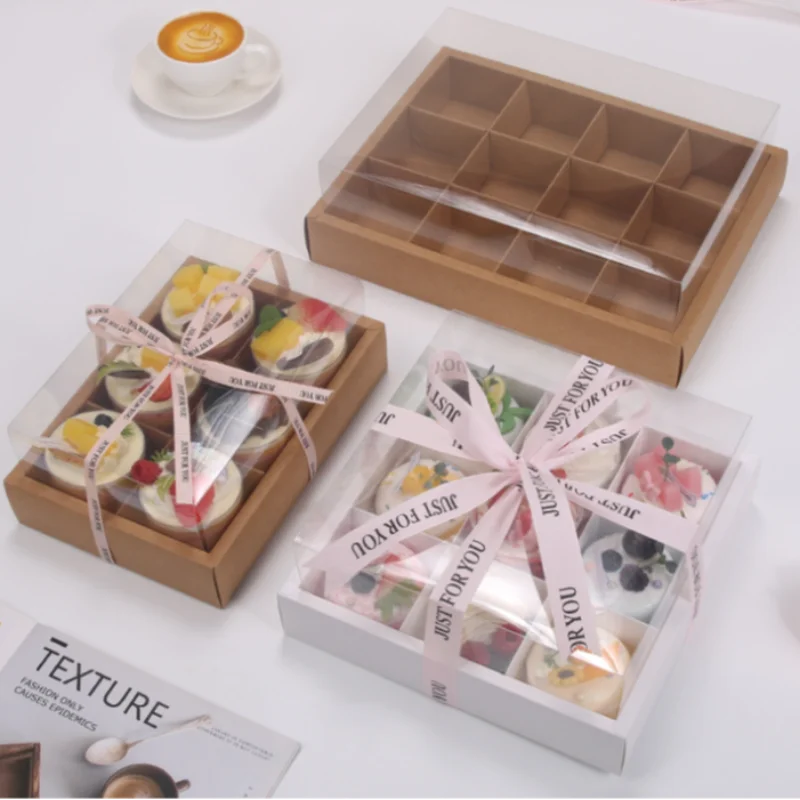 6-12grids Divided Cupcake Muffin Packing Box Kraft Paper Chocolate Snack Packaging Boxes For Pastry Party Birthday Wedding Gifts