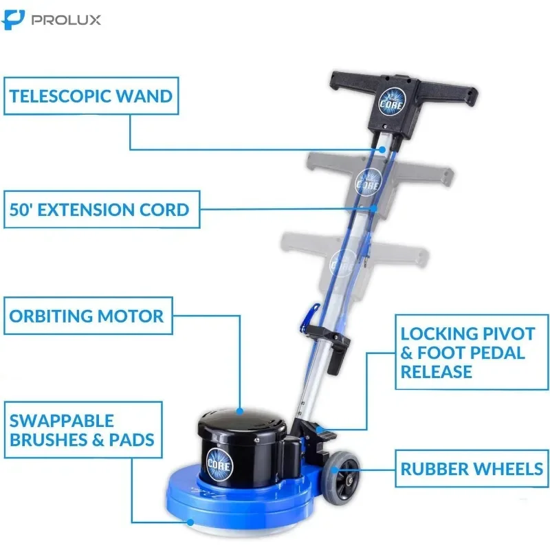 Prolux Core 13 inch Electric Floor Buffer Scrubber and Polisher Machine - All Floor Surfaces