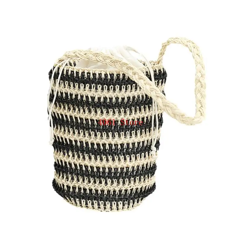 

Fashionable Woven Straw Bucket Bag Versatile and Handbag for Daily Casual or Shopping