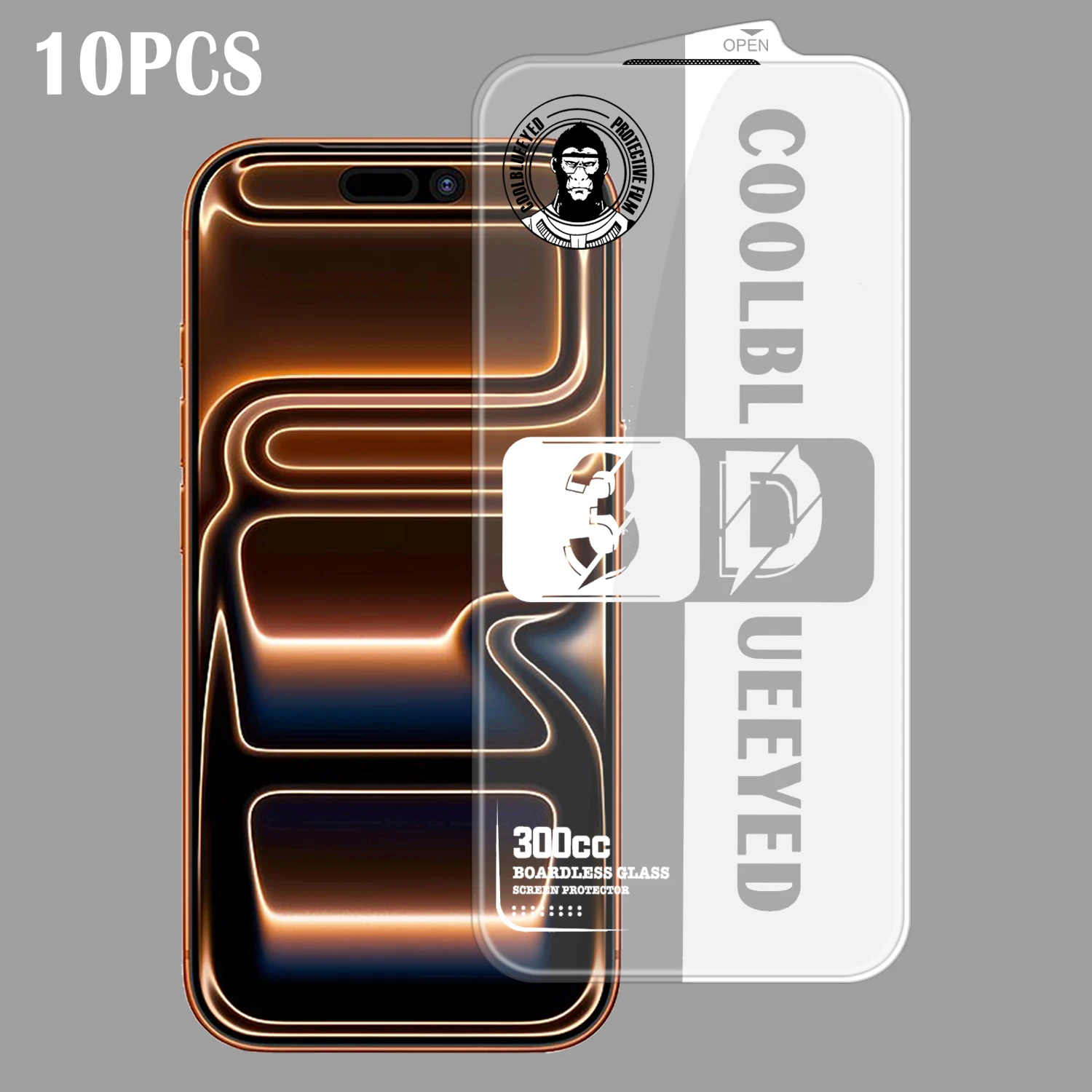 

10Pcs For iPhone 17 Pro Max Tempered Glass 3D Full Coverage 300CC Edgeless Anti Static Screen Protector - Transparent