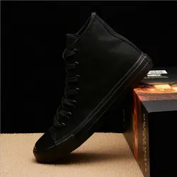 New Arrival Summer Fashion Men Flats Shoes All Black White red Casual Shoes Mens Canvas Shoes Lace-Up high top shoes 699