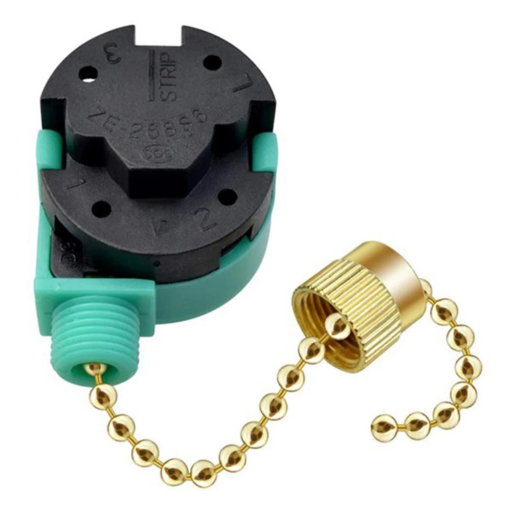 4 szt. Przełącznik wentylatora sufitowego Zing Ear ZE-268S6, 3 prędkości, 4 przewody, przewód łańcuchowy, części przełącznika urządzenia (złoty)