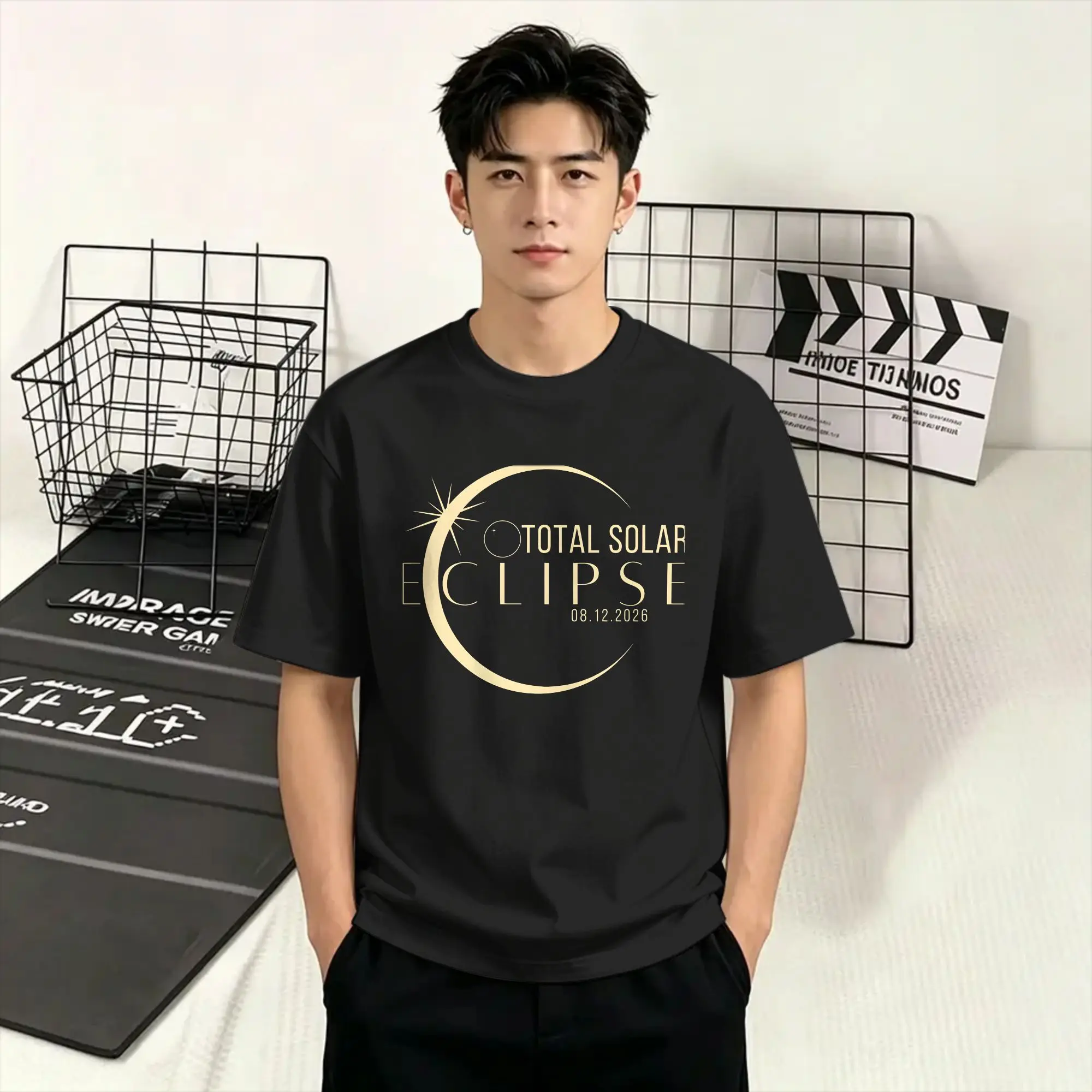 Iceland Total Solar Eclipse August 2026  T Shirt Men Cotton Fashion T-Shirt Crew Neck  Tee Shirt Short Sleeve Tops Adult