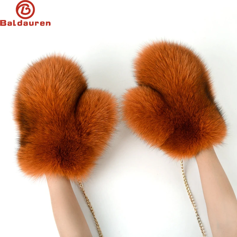 2024 Hot Sale Winter Women Natural Real Fox Fur Gloves Warm 100% Genuine Fox Fur Mittens Girl Fashion Luxury Real Fox Fur Glove