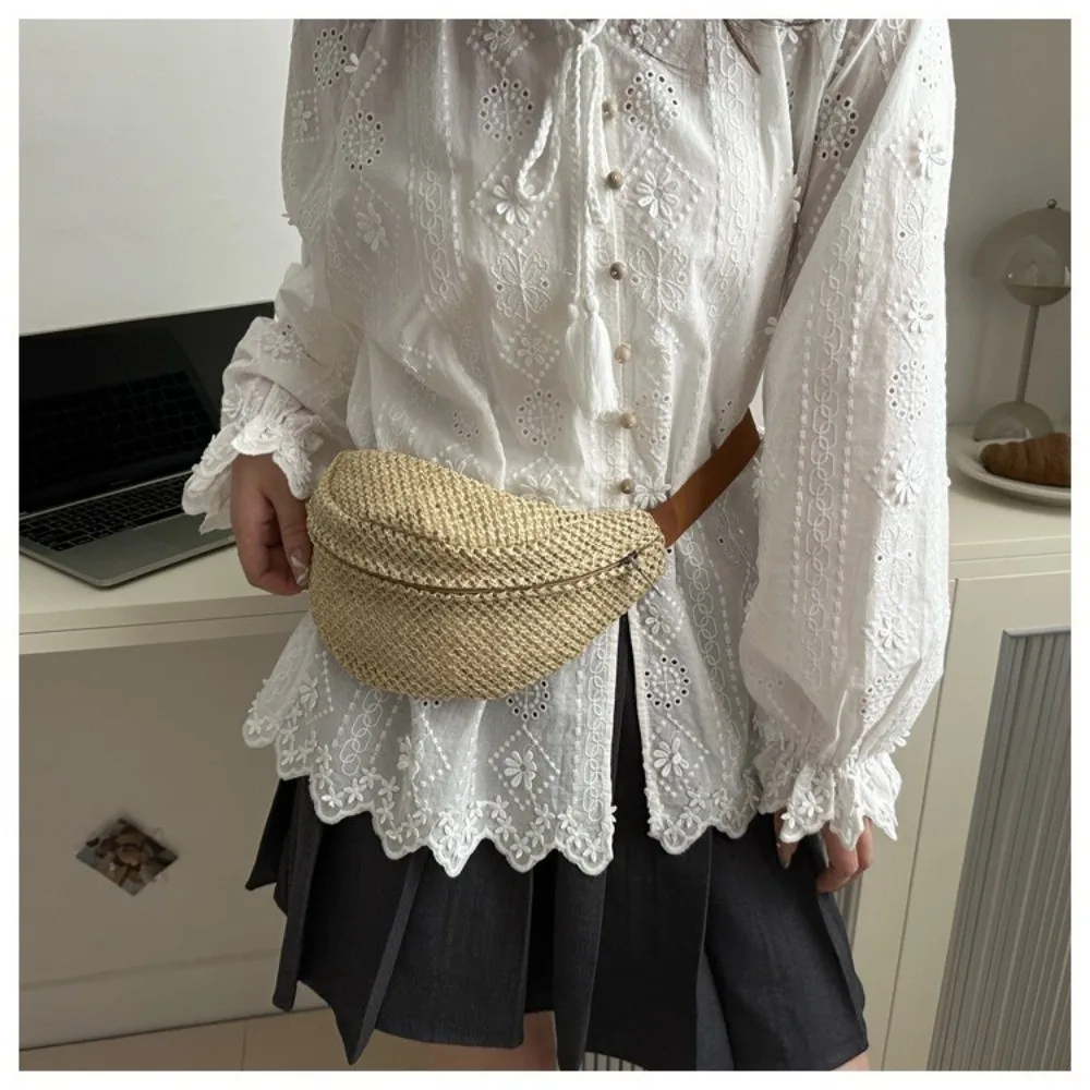 Vacation Woven Waist Pouch Boho Crochet Crossbody Bags Breathable Versatile Shoulder Bags Sports view 3