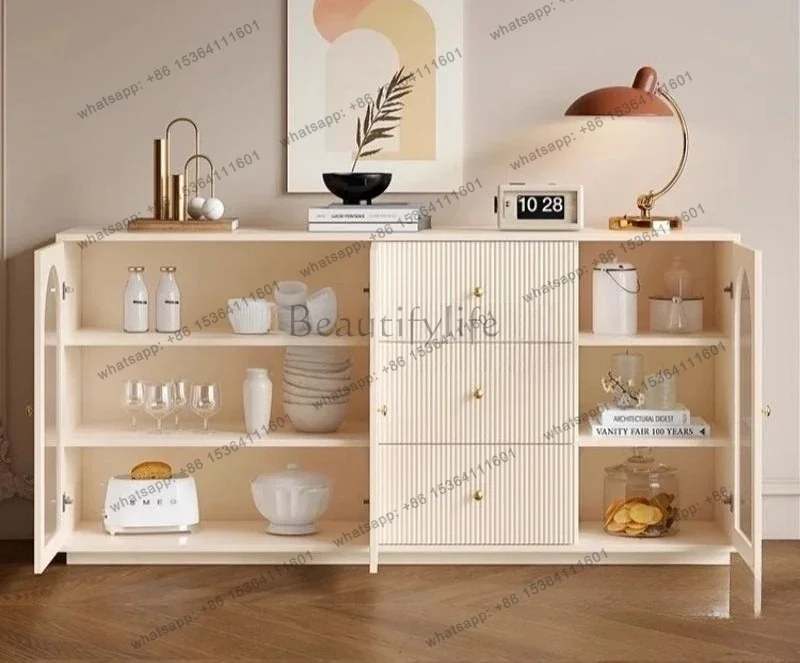 FG17cream wind meal integrated against the wall household kitchen side cabinet living room modern simple storage cabinet