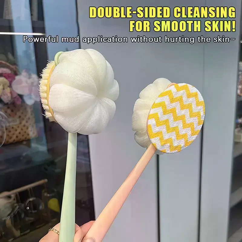 Double Sided Scrubbing Tool Bath Brush Long Handle Soft Fur Bath Brush Detachable Scrubbing Towel Strong Back Rubbing