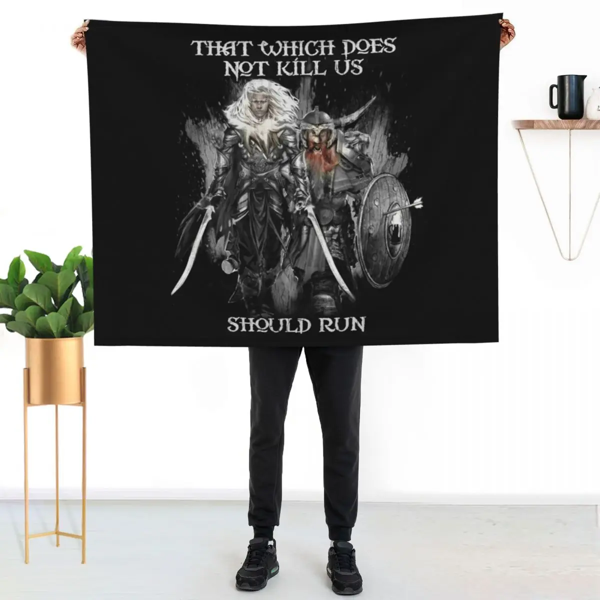 Drizzt Do'Urden and Bruenor Battlehammer Throw Blanket Nap Giant Sofa Single for sofa Decorative Sofas Multi-Purpose Blankets