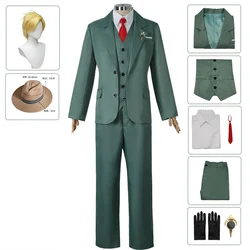 ANIMECC Loid Forger Cosplay Costume Wig Hat Light Green Suit Twilight Outfit Anime Halloween Party Costume for Men Boy S-XXL