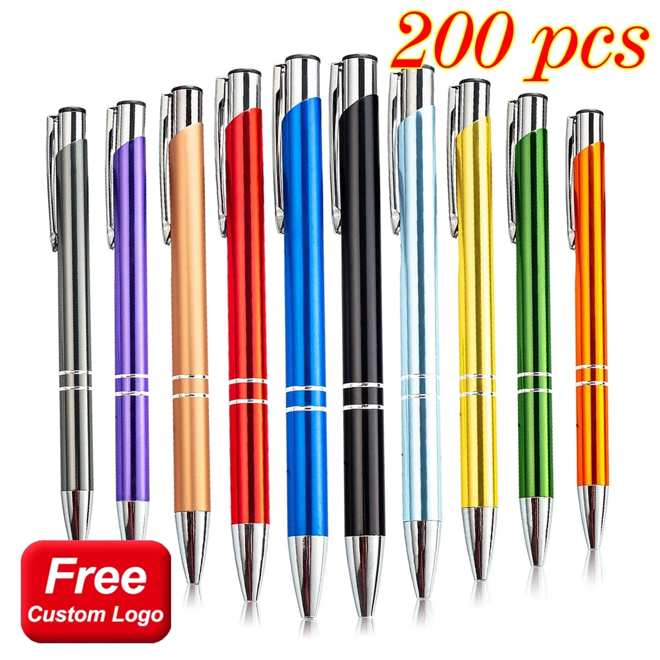 200pcs/lot Hot Sell Custom Ballopint Pen Metal Ball Pen Support Print Logo Advertising Wholesale Personalized Pen Advertising