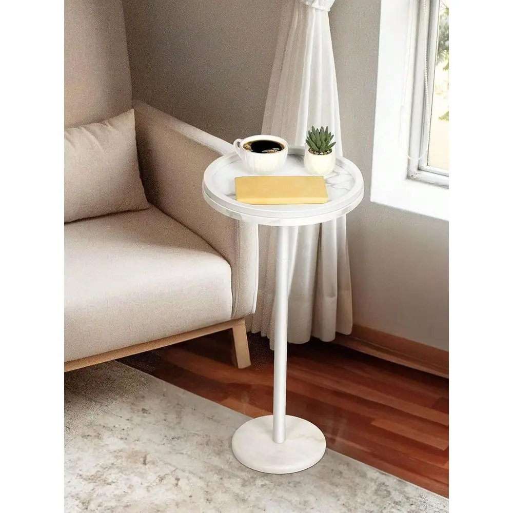 

Table,Small Round Side Table With White Marble Base,Modern Martini Pedestal Side Table For Small Spaces,Living Room,Bedroom,Bal