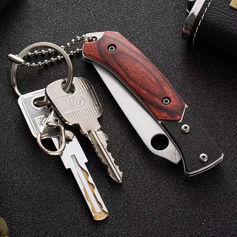 1Pc Portable folding knife Multi-functional high-hardness sharp knife Portable keychain stainless steel mini paring knife