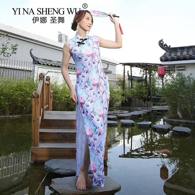 

Новый стиль, классический танец, Cheongsam, современный танец, одежда для национальных танцев, танцевальное платье Cheongsam, классическая длинная юбка с принтом