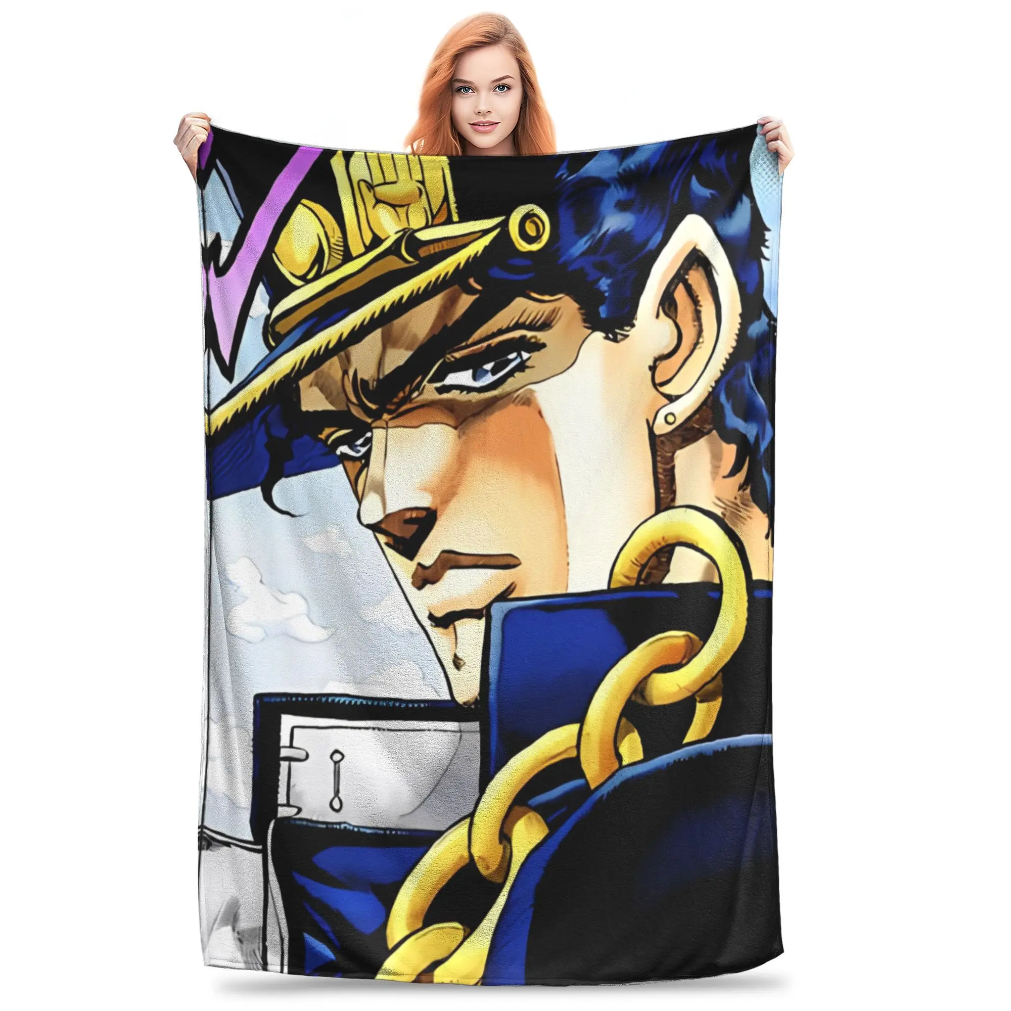 Jojos Bizarre Adventure JJBA Anime  Knitted Blankets  Flannel Throw Blanket Bed Sofa Portable Soft Warm Bedsprea