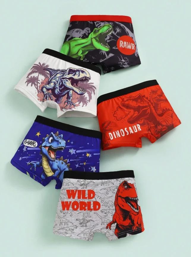 4Pc Knitted Cool Animal Print Boxer Shorts, Soft and Comfortable Fabric That Is Skin-Friendly, Suitable for All Seasons, Can Be Worn on the Beach in Summer, Can Be Used as Swim Trunks, Sleep Pants, and Are Comfortable for Movement Without Getting in the Way