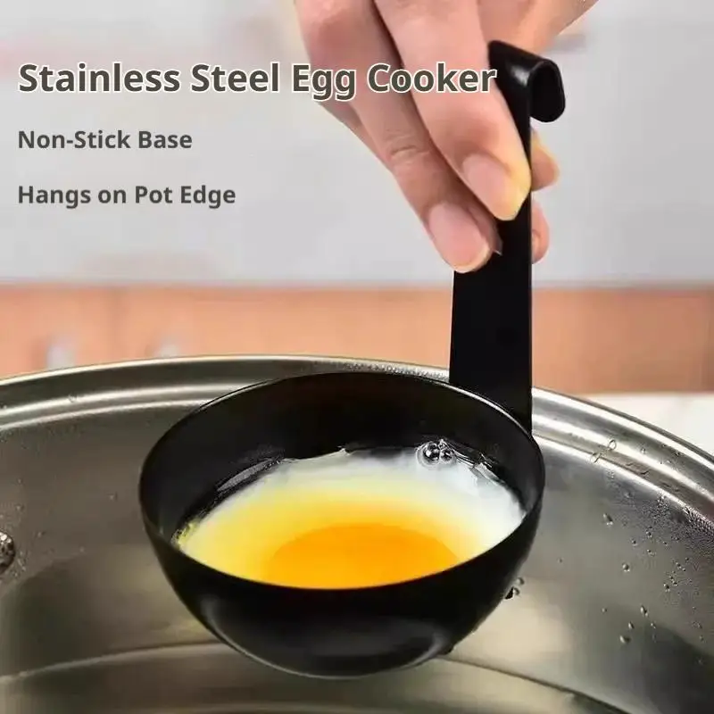 5PCS Stainless Steel Egg Poacher Adjustable Dual‑Height Hanging Egg Cooker Non‑Stick Poached Egg Cup Cooking Tool
