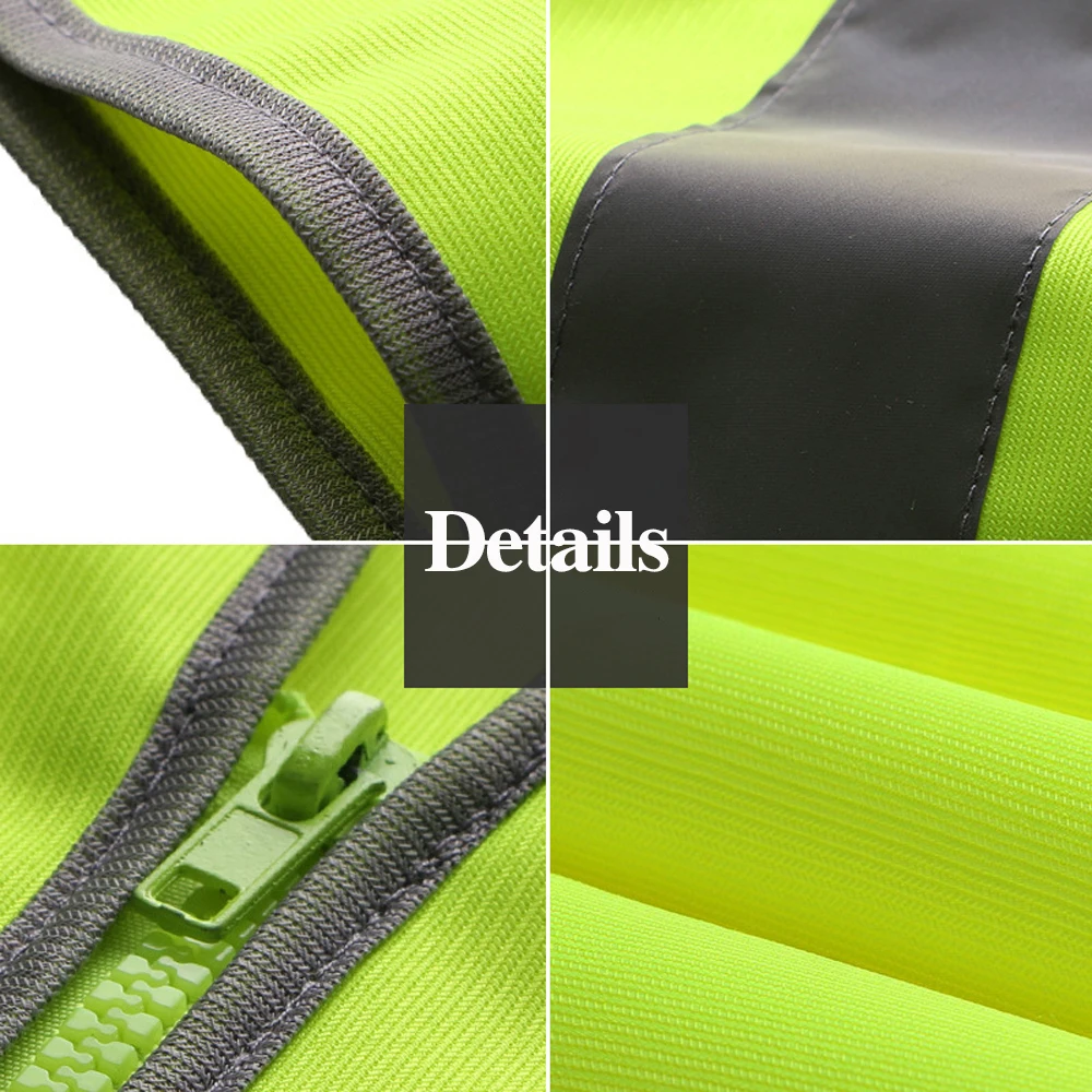 Reflective Safety Vests ANSI Class 2 High Visibility Vest with Pockets and Zipper Construction Work Hi Vis Fluorescent Vest