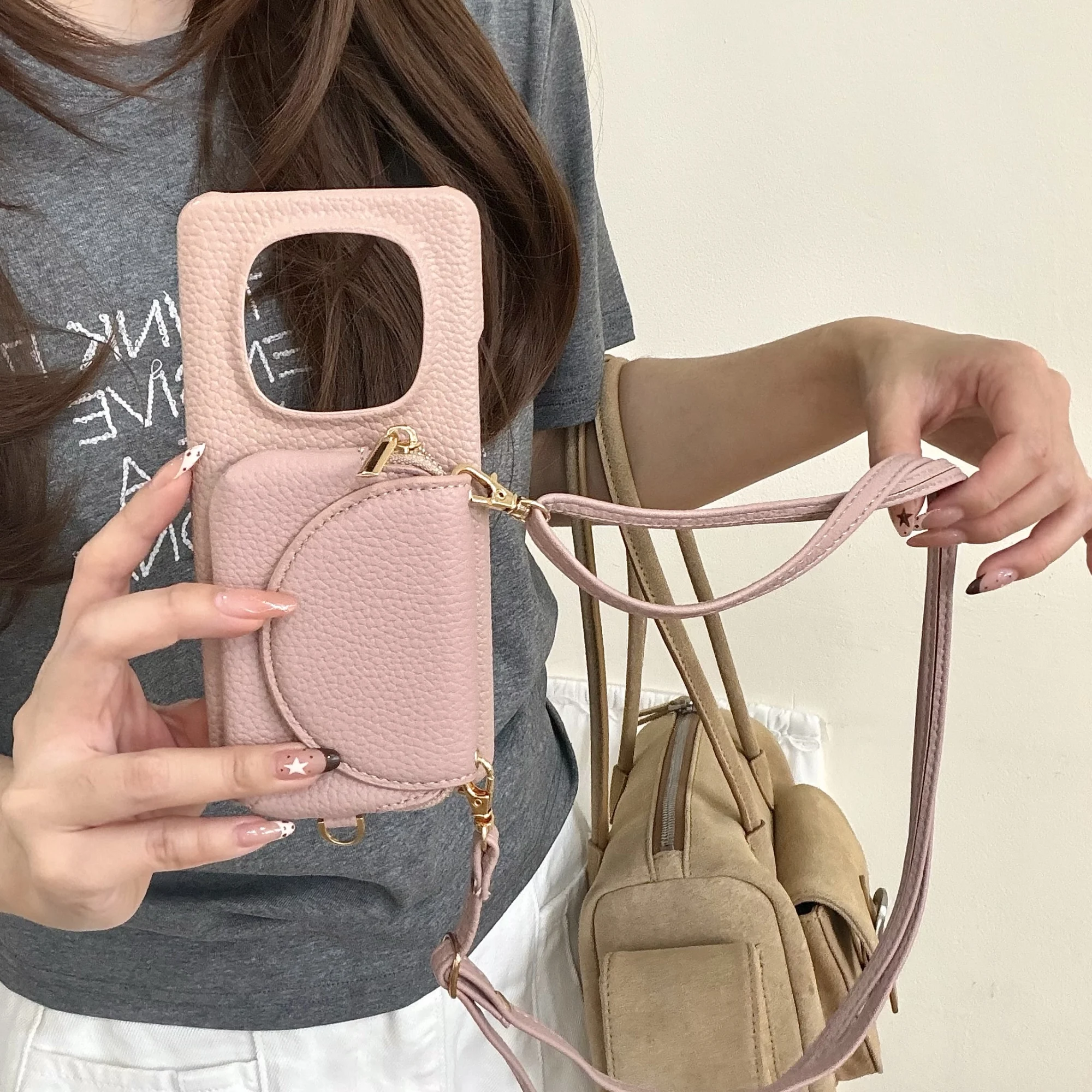 

Crossbody Leather Case For Xiaomi Redmi Note 15 Pro Plus 14 13 14C 13C Built in Makeup Mirror Shockproof Long Lanyard bag Cover