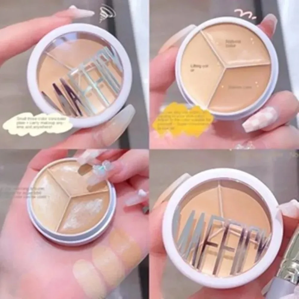 3 Color Concealer Palette Cream Texture Erase Dark Circles Blemishes Multifunction Face Makeup Lasting Brighten Face Cosmetics