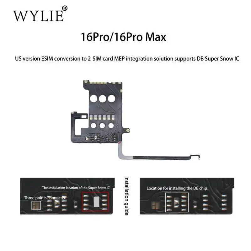 WYLIE Fro iPhone ESIM to Dual SIM Card Kit for US Model 14 15 16 17 MEP Integrated Solution with DB SuperSnow IC Repair Tools