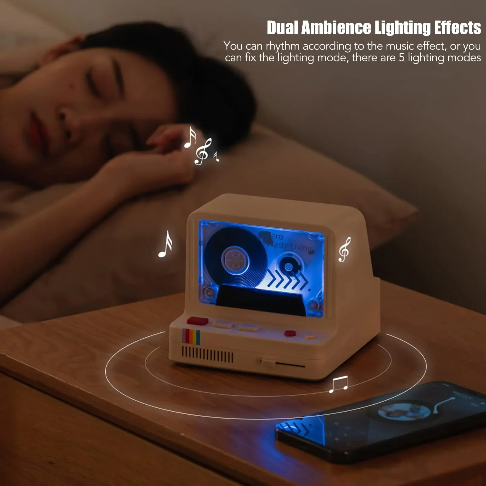 Retro Tape BT Speaker Creative  Nostalgic Fragrance Night Light Mini Portable Speaker on Desktop Outdoor Camping Small Audio