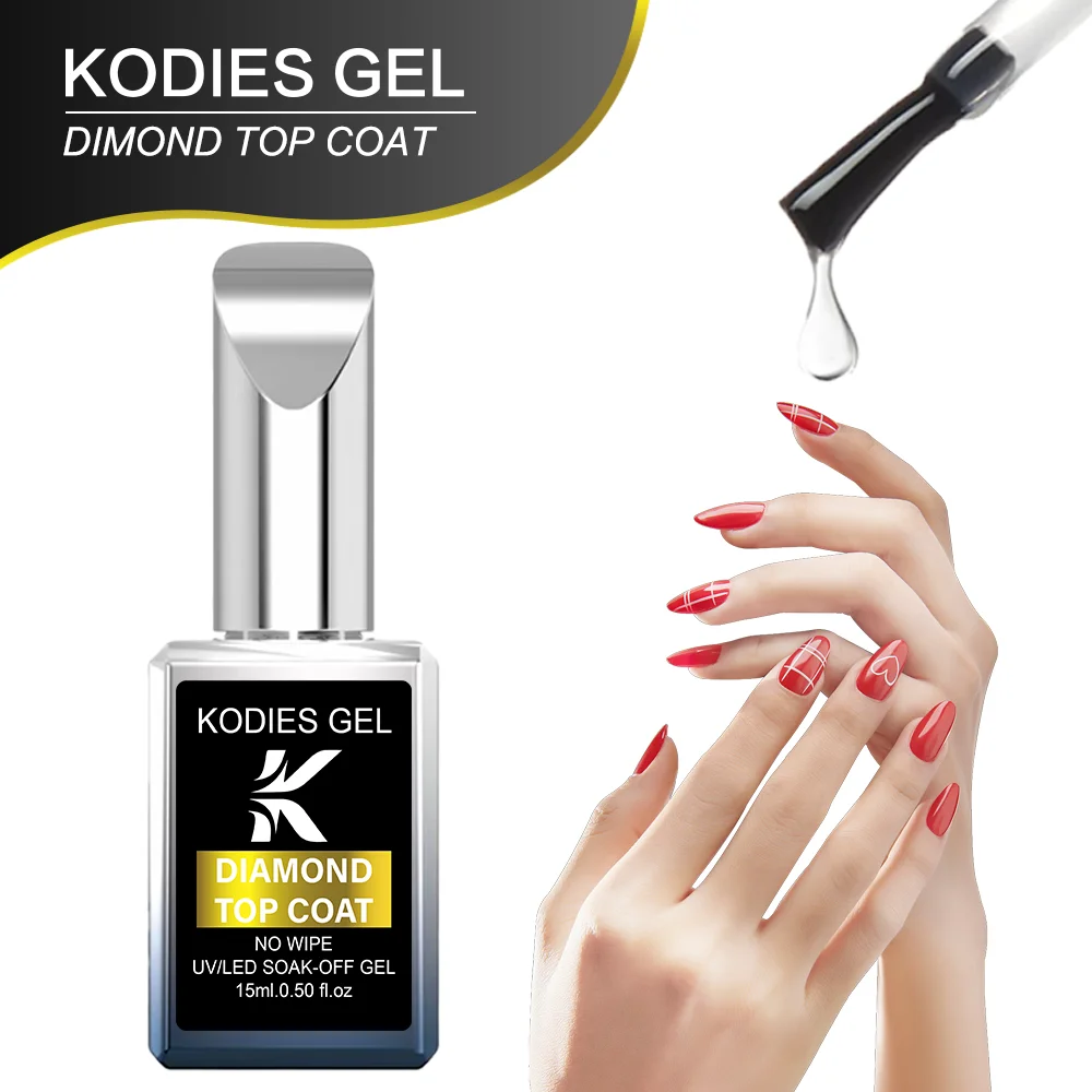 KODIES GEL Diamond Top Coat Gel Polish TPO Free Durable Finish Semi Permanent UV/LED Cure Gel Nail Polish All for Manicure Art
