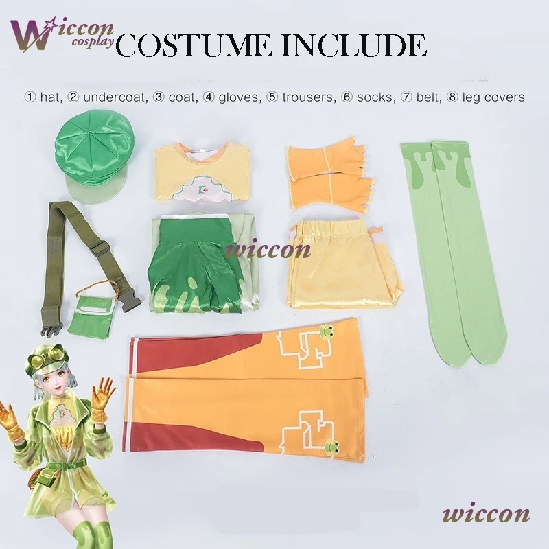 إنفينيتي نيكي تأثيري حلي شعر مستعار كرنفال الزي الضفدع موضة الأخضر فستان بتصميم بدلة معطف السراويل هالوين النساء الفتيات الملابس #3