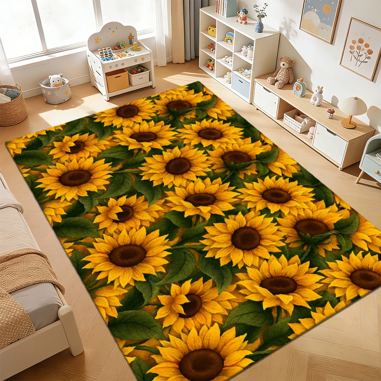 1pc Cute Fresh Floral Kids Decor Rug, Children Play Mat for Playroom and Classroom, Suitable for Bedroom, Activity Corner