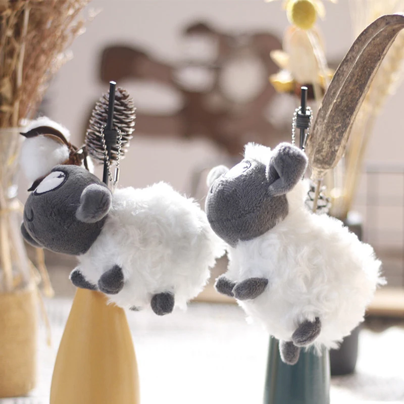 1Pc Soft White Sheep Plush Doll Baby Cute Animal Doll Stuffed doll Stuffed Plush Toys Keychain Bag Backpack Pendant